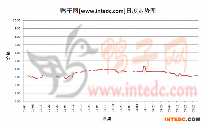 2012年1-5月份山东鸭苗价格日度走势