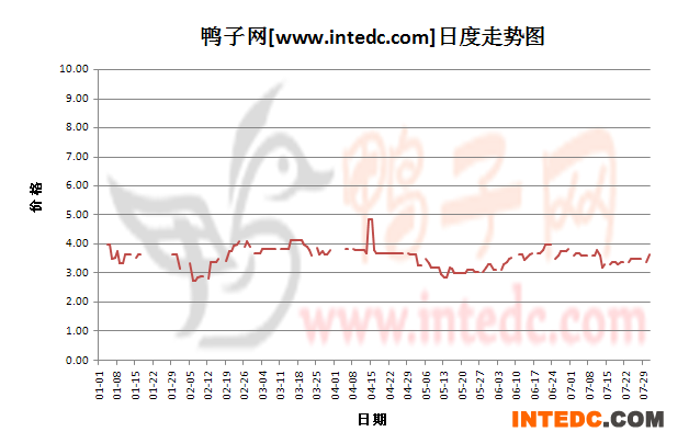 2012年7月份“成都毛鸭”日度走势
