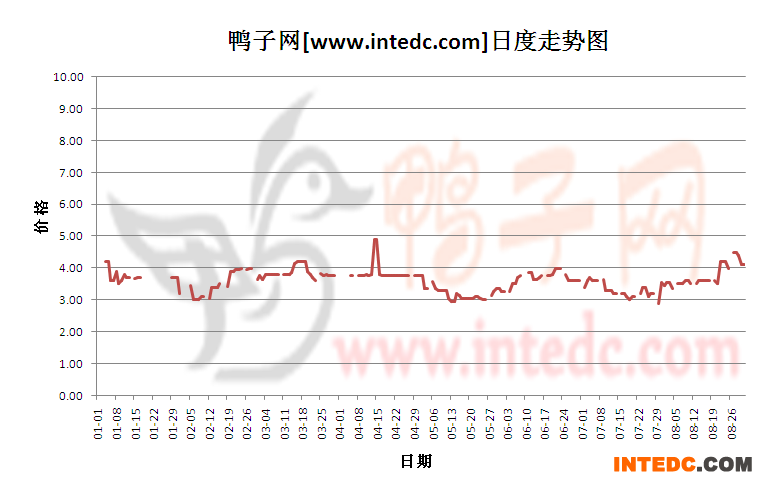 2012年8月份“攀枝花毛鸭”日度走势