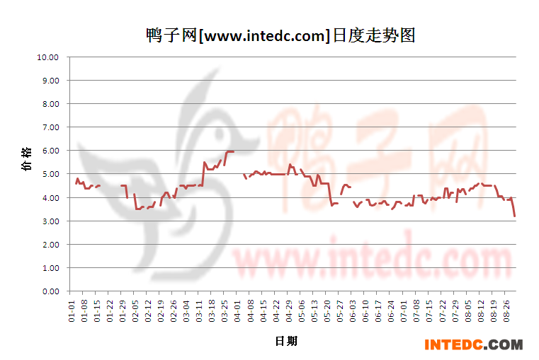 2012年8月份“江门毛鸭”日度走势
