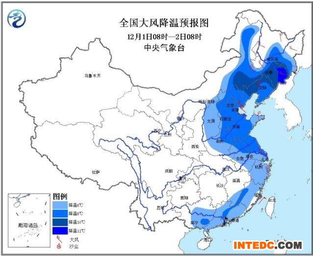 中东部大部地区出现大风降温天气 东北迎强降雪
